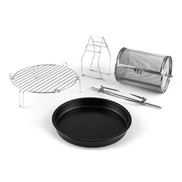 Klarstein VitAir Turbo Fritteuse Heißluft-Fritteuse ohne Öl zum Backen und Grillen (1400 Watt, großes 9 Liter Volumen, inkl. Rundblech, Grillrost, Hähnchenspieß und Grillkäfig, einfach zu reinigen) rot-schwarz - 5